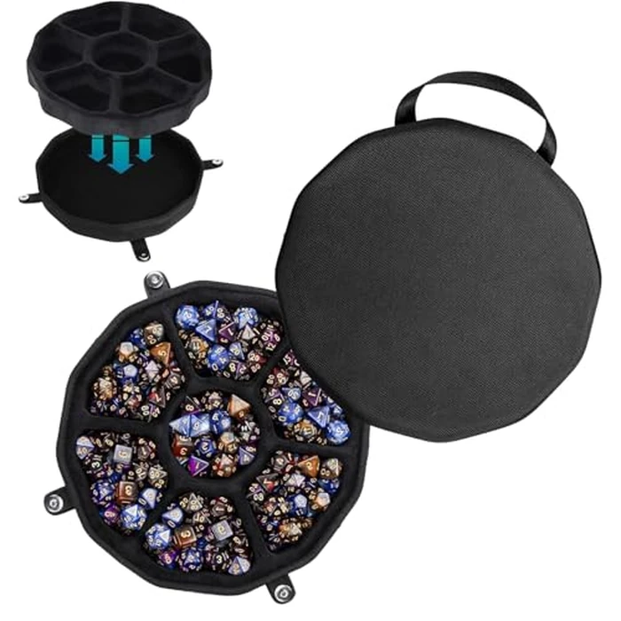 Bavel DND Dice Storage Case with Tray, D4 D6 D8 D10 D% D12 D20 Dice Set Case,Perfect Dice Rolling Tray - Soft Interior of The Tray can Protect Random Rolling dice by Baval - Image 1