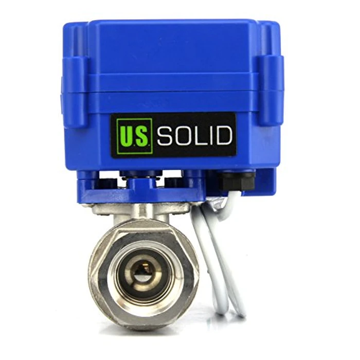 U.S. Solid Motorized Ball Valve- 1/2" NSF Certified 304SS Ball Valve with Full Port, 9-24V DC and 2 Wire Reverse Polarity Normally Closed by U.S. Solid - Used - Like New condition