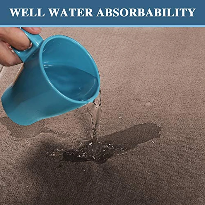 H.VERSAILTEX Bath Mat Memory Foam Bathroom Rug Flannel Velvety Luxury Extra Soft and Absorbent Non Slip Rugs for Bathroom/Bedroom Washable (Curved Set 20"x 32" Plus 20"x 20"U, Taupe) by H.VERSAILTEX - Image 5