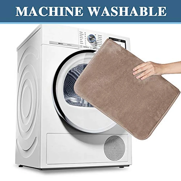 H.VERSAILTEX Bath Mat Memory Foam Bathroom Rug Flannel Velvety Luxury Extra Soft and Absorbent Non Slip Rugs for Bathroom/Bedroom Washable (Curved Set 20"x 32" Plus 20"x 20"U, Taupe) by H.VERSAILTEX - Image 7