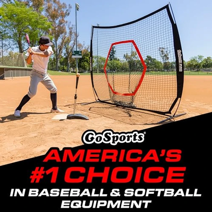 GoSports 7 ft x 7 ft Baseball & Softball Practice Hitting & Pitching Net with Bow Type Frame, Carry Bag and Strike Zone, Great for All Skill Levels by GoSports - Image 3
