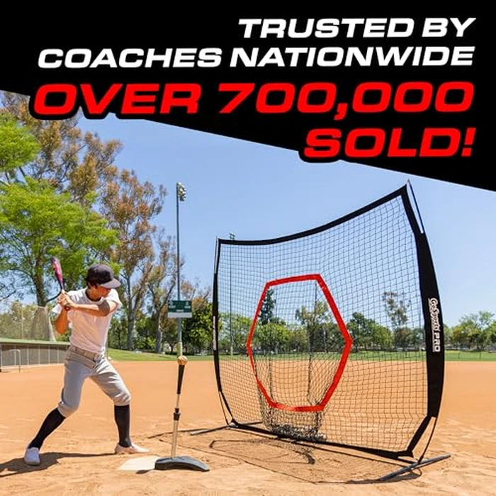 GoSports 7 ft x 7 ft Baseball & Softball Practice Hitting & Pitching Net with Bow Type Frame, Carry Bag and Strike Zone, Great for All Skill Levels by GoSports - Image 4