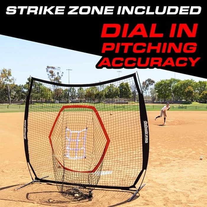 GoSports 7 ft x 7 ft Baseball & Softball Practice Hitting & Pitching Net with Bow Type Frame, Carry Bag and Strike Zone, Great for All Skill Levels by GoSports - Image 5