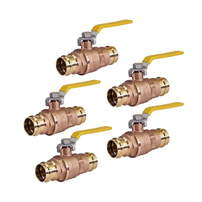 Midline Valve 532VLV012-5 Double-O-Ring Ball Valve with 1/2 in. Press Connections, Brass (Pack of 5) by Midline Valve - Image 1