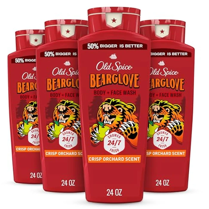 Old Spice Cleansing Body Wash for Men, 3X Defense, 24/7 Shower Fresh with Lasting Scent, 2-in-1 Body & Face Wash, Bearglove with Crisp Orchard Scent, 24 oz (Pack of 4) by Old Spice - Used - Very Good condition