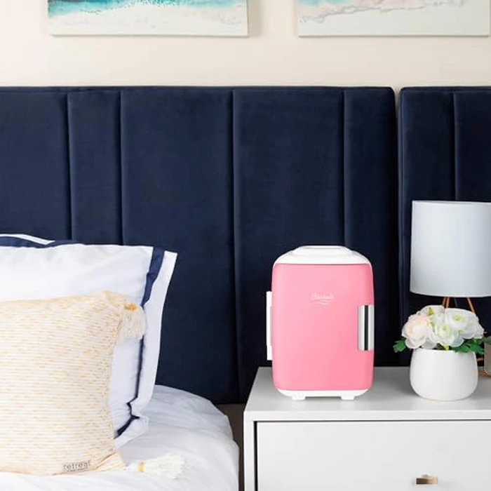 Cooluli Mini Fridge for Bedroom - Car, Office Desk & Dorm Room - Portable 4L/6 Can Electric Plug In Cooler & Warmer for Food, Drinks, Skincare Beauty & Makeup - 12v AC/DC & Exclusive USB Option, Pink by Cooluli - Image 5