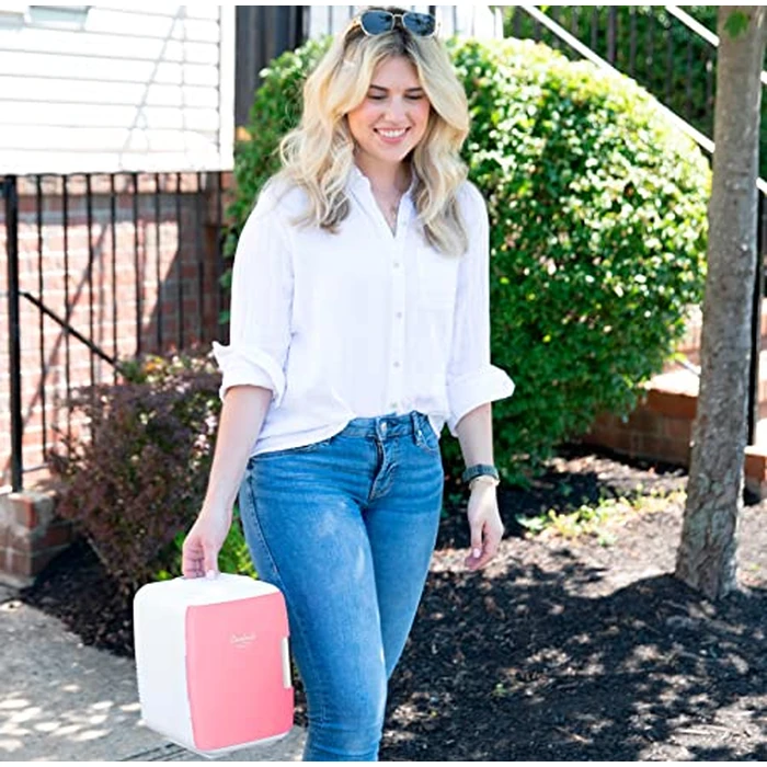 Cooluli Mini Fridge for Bedroom - Car, Office Desk & Dorm Room - Portable 4L/6 Can Electric Plug In Cooler & Warmer for Food, Drinks, Skincare Beauty & Makeup - 12v AC/DC & Exclusive USB Option, Pink by Cooluli - Image 6