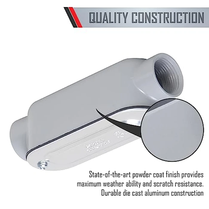 TayMac RLC125 Threaded C Type Conduit Body, Die Cast Aluminum, Stamped Steel Cover, 1 4-Inch , Gray by TayMac - Image 2