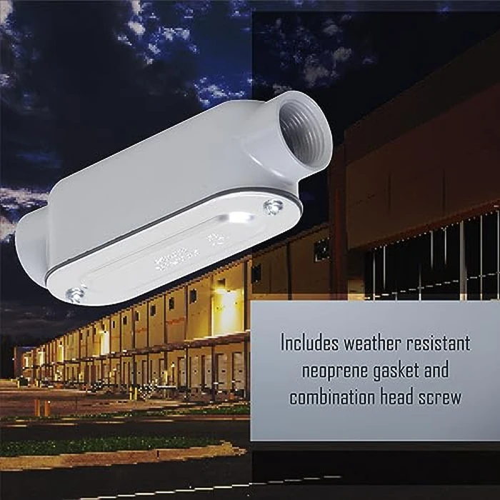 TayMac RLC125 Threaded C Type Conduit Body, Die Cast Aluminum, Stamped Steel Cover, 1 4-Inch , Gray by TayMac - Image 4