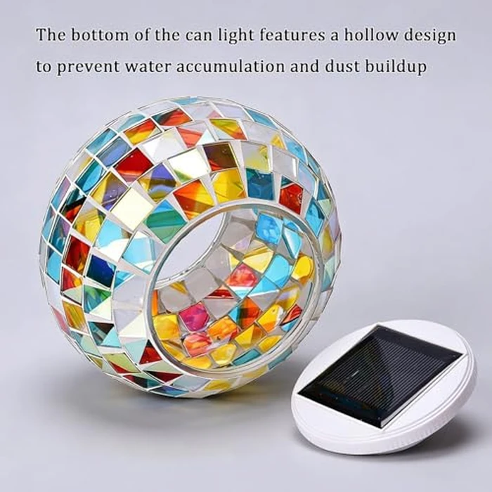 Aukora Color Changing Solar Powered Glass Ball Garden Lights, Table Lamps Waterproof Night Light for Patio, Party, Yard, Room, Bar, Wine Cabinet, Outdoor/Indoor Decorations, Ideal Gift(Mosaic Glass) by Aukora - Image 3