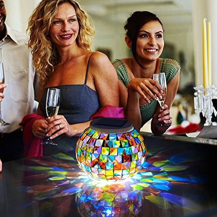 Aukora Color Changing Solar Powered Glass Ball Garden Lights, Table Lamps Waterproof Night Light for Patio, Party, Yard, Room, Bar, Wine Cabinet, Outdoor/Indoor Decorations, Ideal Gift(Mosaic Glass) by Aukora - Image 9