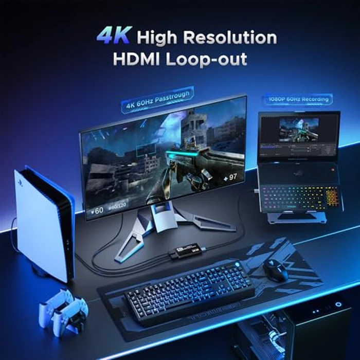 XIIXMASK Video Capture Card, USB 3.0 Capture Card 4K HDMI Loop-Out, 1080P 60FPS/2K 30FPS Video Game Capture for Works for PS5/Camera/PC by XIIXMASK - Image 2