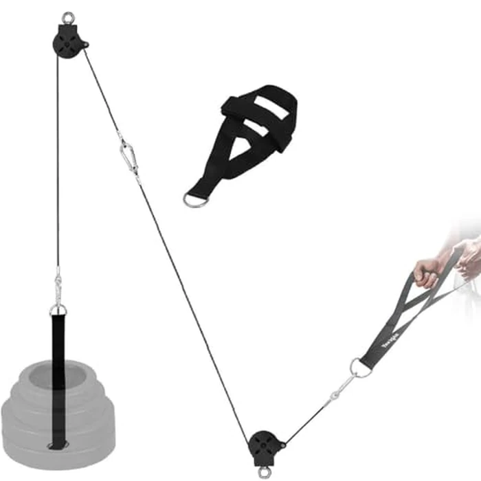 Yes4All Cable Pulley Attachment Full Set - 2-inch Olympic Bars Compatible LAT Pulldown Pulley & Home Gym Pulley, B. Black - Full by Yes4All - Used - Very Good condition