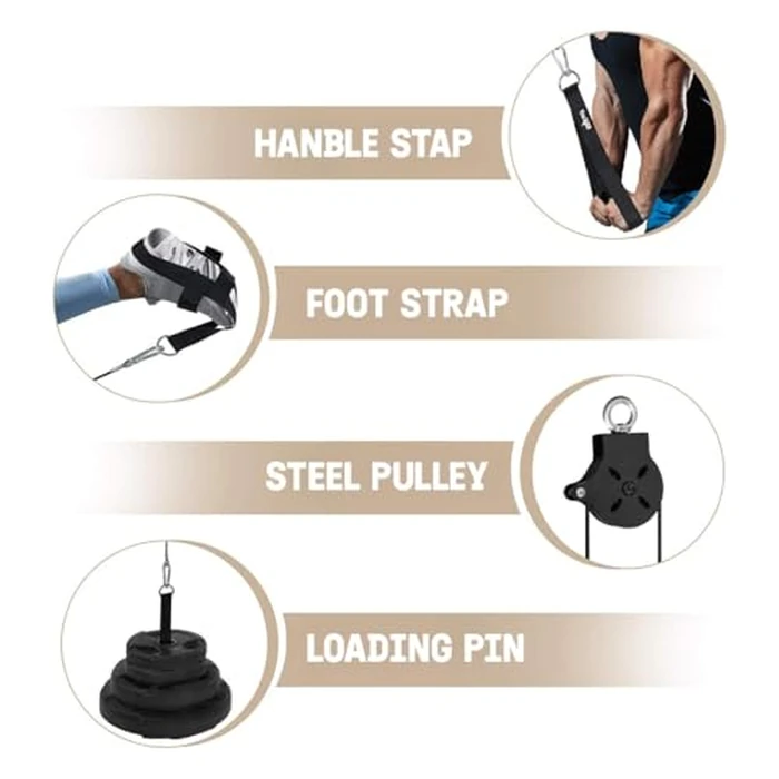 Yes4All Cable Pulley Attachment Full Set - 2-inch Olympic Bars Compatible LAT Pulldown Pulley & Home Gym Pulley, B. Black - Full by Yes4All - Image 3