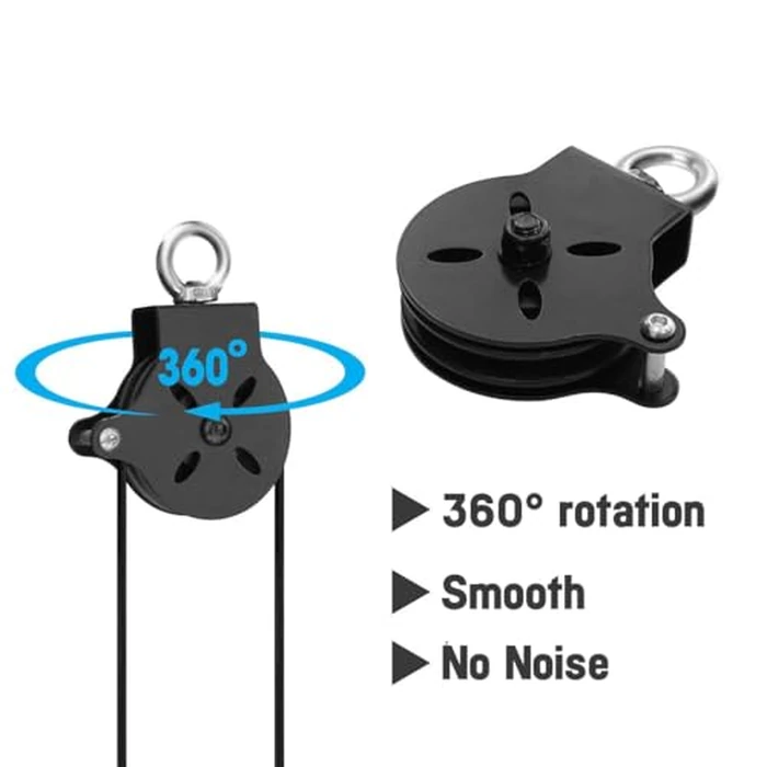 Yes4All Cable Pulley Attachment Full Set - 2-inch Olympic Bars Compatible LAT Pulldown Pulley & Home Gym Pulley, B. Black - Full by Yes4All - Image 4