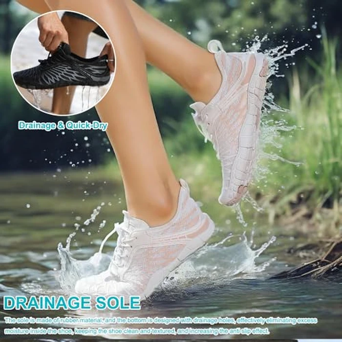 Hike Barefoot Shoes Womens Men,Unisex Barefoot Water Shoes Breathable, Anti-Slip Hiking Footwear for Athletic Wide Toe Shoe Footwear for Hiking, Walking, Running, Yoga, and Water Sports White Pink by XIANFENGNIAO - Image 5