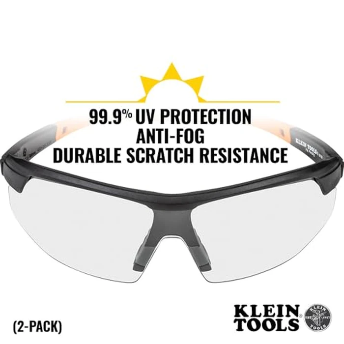 KLEIN TOOLS 60171 Safety Glasses, PPE Protective Eyewear with Semi Frame, Scratch Resistant and Anti-Fog, Clear Lens, 2-Pack by KLEIN TOOLS - Image 3