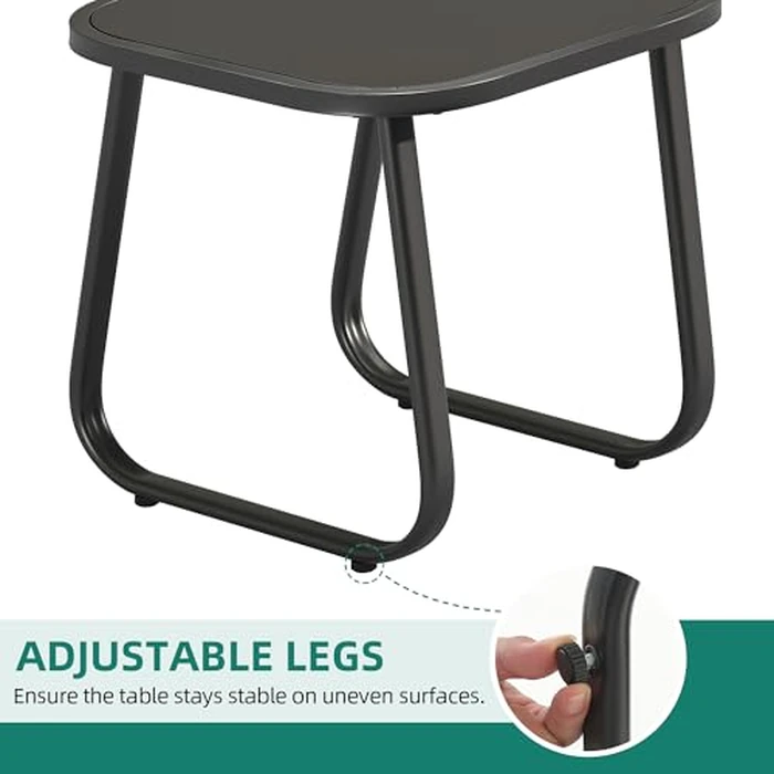 YITAHOME 3 Piece Patio Furniture Set, Outdoor Glider Chair Bistro Set, Coffee Table with Tempered Glass Tabletop, Patio Textilene Chairs Set of 2 for Backyard, Lawn, Garden, Balcony and Porch, Brown by YITAHOME - Image 6