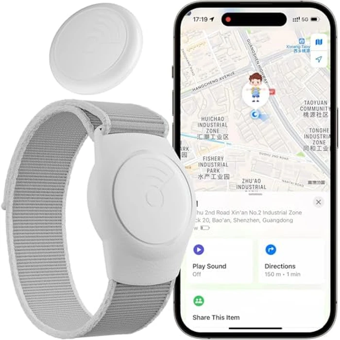GPS Tracker for Kids, GPS Tracking Watch Band Includes Kids GPS Tracker and Adjustable Loss Prevention Wristband for Teen, Elderly, Works with Find My APP (iOS Only), Worldwide Real-Time Tracking by HONGTOP H - Image 1