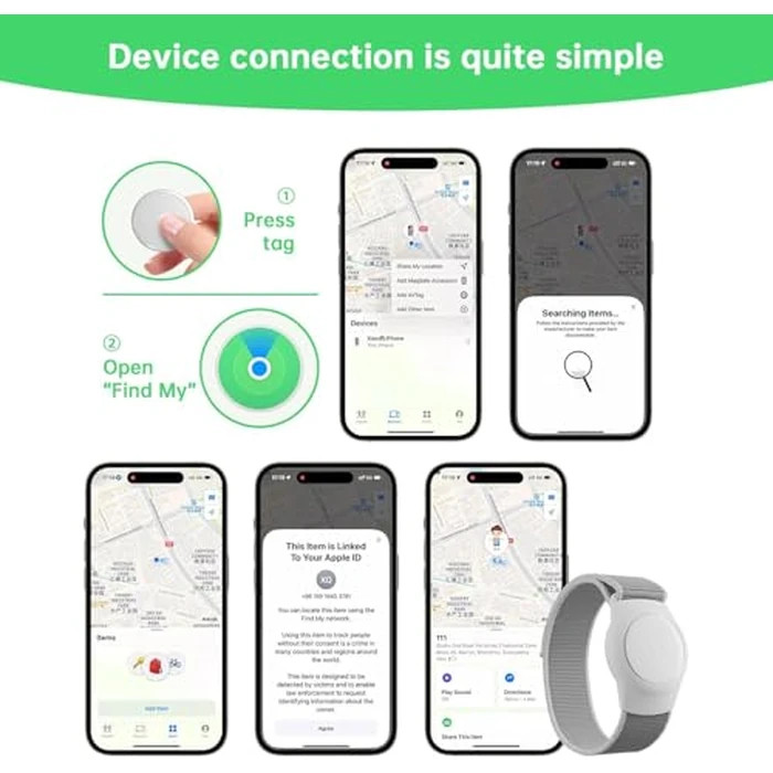 GPS Tracker for Kids, GPS Tracking Watch Band Includes Kids GPS Tracker and Adjustable Loss Prevention Wristband for Teen, Elderly, Works with Find My APP (iOS Only), Worldwide Real-Time Tracking by HONGTOP H - Image 5