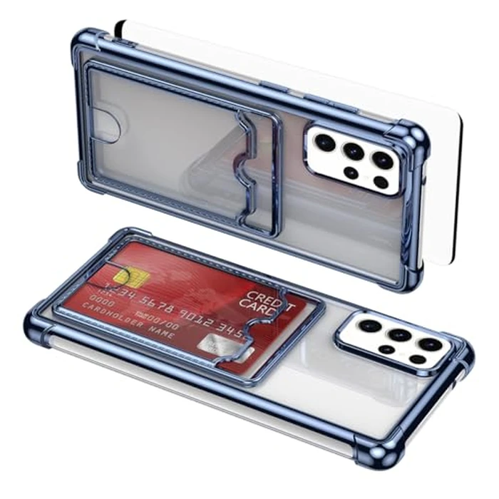 Asuwish Phone Case for Samsung Galaxy S23 Ultra 5G Cell Cover with Tempered Glass Screen Protector and Shockproof Hybrid Hard Card Holder Accessories S23Ultra 23S S 23 23Ultra 6.8 inch Women Men Blue by Asuwish - Image 1