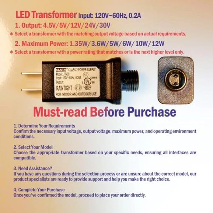 JT-DC240V0250-C 24V LED Power Adapter(Input: 120V AC, 0.20A | Output: 24V DC, 0.25A), IP44 Waterproof, UL Listed Class 2 Power Supply - Replacement for Damaged Christmas/Halloween Light Transformers by TYBEEU - Image 5