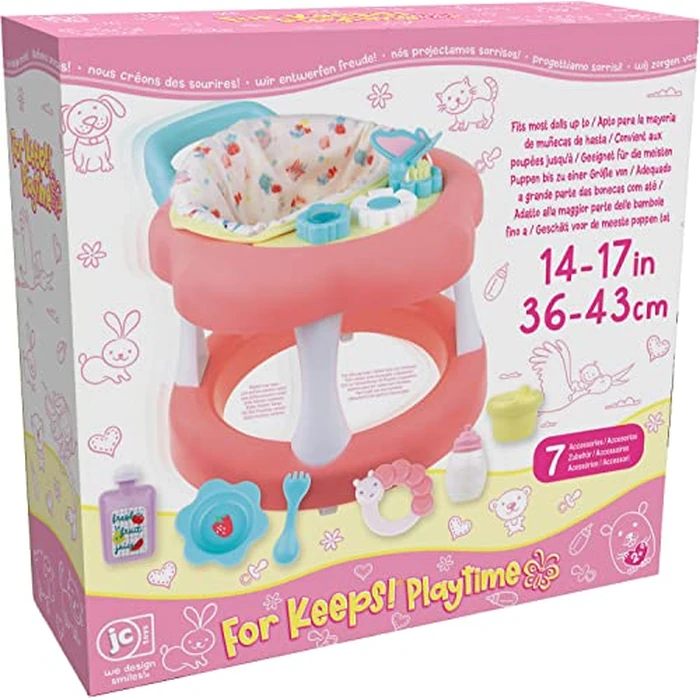 JC Toys - For Keeps Playtime! | Baby Doll Walker Gift Set | Fits Dolls up to 17" | Cloth Seat for easy use and Play Accessories | Ages 2+ by JC Toys - Image 3