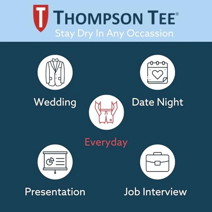 Men's Sweatproof Undershirt - Cotton Deep V Neck T-Shirt with Underarm Sweat Pads - Original Fit - Aluminum-Free Alternative - White - Small by THOMPSON TEE - Image 6