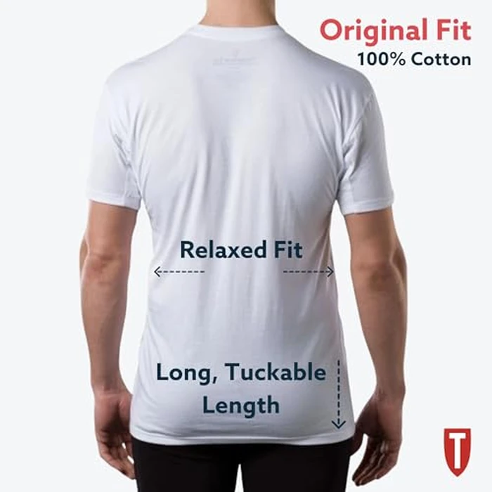 Men's Sweatproof Undershirt - Cotton Deep V Neck T-Shirt with Underarm Sweat Pads - Original Fit - Aluminum-Free Alternative - White - Small by THOMPSON TEE - Image 7