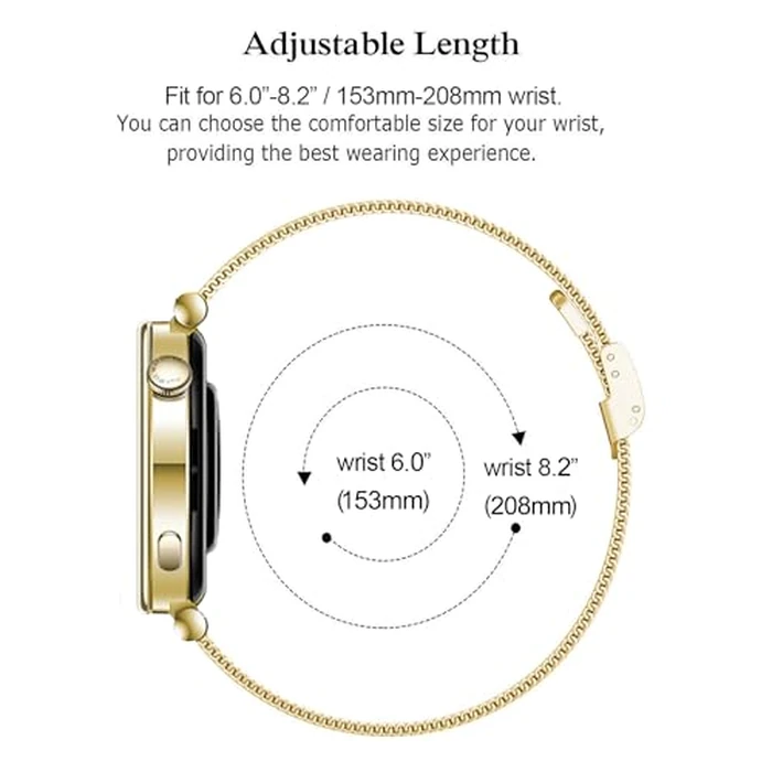 DEALELE Bands Compatible with Huawei Watch GT5 Pro 42mm / GT5 / GT4 41mm / Fossil Q Venture Gen 4/3 / Women's Gen 5E 42mm / Women's Gen 6, 18mm Stainless Steel Metal Mesh Replacement Strap, Rose gold by DEALELE - Image 6