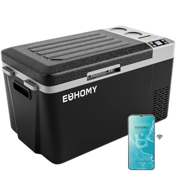 EUHOMY 12 Volt Refrigerator, 24QT(23L) Electric Cooler, Car Fridge APP Control, Car Refrigerator 12/24V DC 100-240V AC, Portable Freezer Usable Battery for Camping, Travel, Truck, Outdoor by EUHOMY - Used - Very Good condition - US$150.63