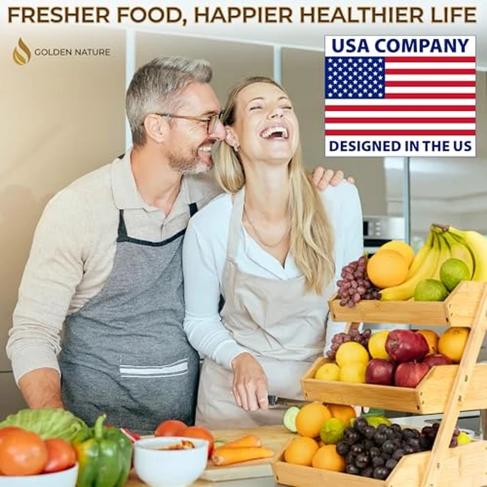 Golden Nature - Fruit Basket - 3-Tier Bamboo Fruit & Vegetable Storage Organizer for Kitchen Counter - Lightweight & Easy Assembly Countertop Fruit Stand Holder Bowl w/ Included Screws by Golden Nature - Image 4