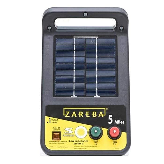 Zareba ESP5M-Z Solar Powered Electric Fence Charger - 5 Mile Lightning Electric Fence Energizer, Low Impedance, Contain Animals and Keep Out Predators, Black by Zareba - Used - Like New condition