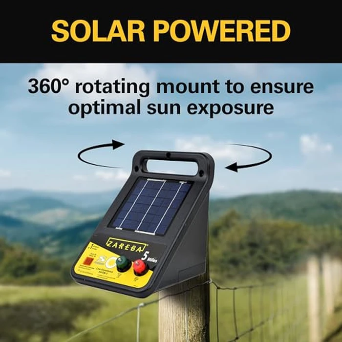 Zareba ESP5M-Z Solar Powered Electric Fence Charger - 5 Mile Lightning Electric Fence Energizer, Low Impedance, Contain Animals and Keep Out Predators, Black by Zareba - Image 2