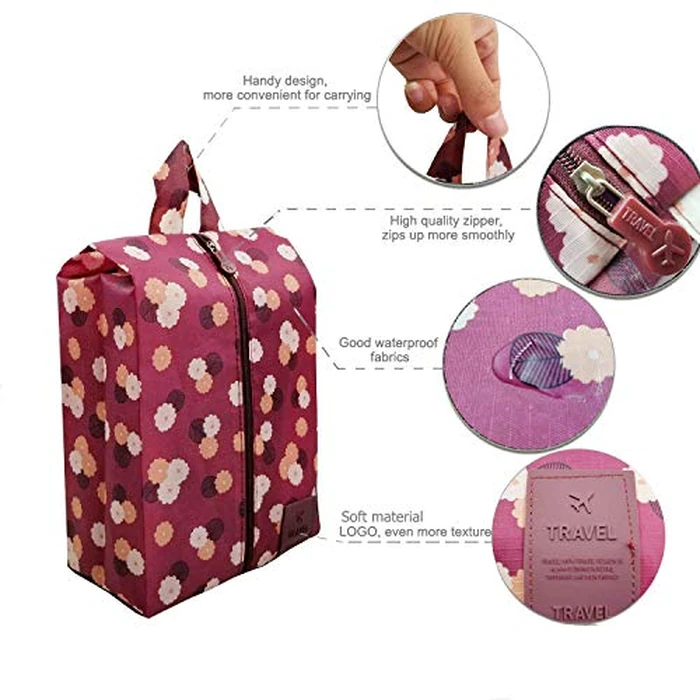 M-jump 4 Pack Travel Essentials Shoe Bags 4 Colors Fashion Shoe Bags for Men & Women Shoe Storage, Travel Accessories Vacation, Luggage Organizer Portable Shoe Pouch with Handle by M-jump - Image 2