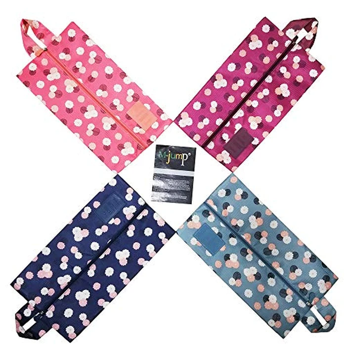 M-jump 4 Pack Travel Essentials Shoe Bags 4 Colors Fashion Shoe Bags for Men & Women Shoe Storage, Travel Accessories Vacation, Luggage Organizer Portable Shoe Pouch with Handle by M-jump - Image 5