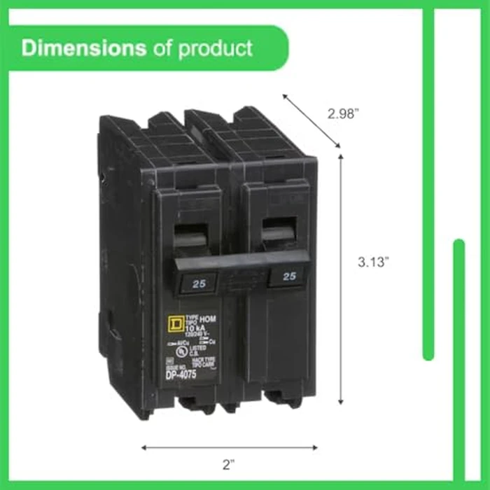 FalconSupply Genuine Square D HOM225 Circuit Breaker Kit Bundle (1 Pack), 25 Amp (25A) Double Pole, 120/240V, 10kAIC, UL Listed, Plug-On for Homeline Load Centers & Panel Box, New Replacement by FalconSupply - Image 6