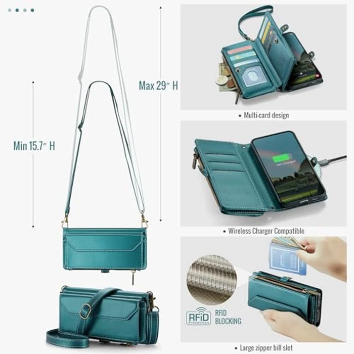 Asuwish Phone Case for Samsung Galaxy S26 Plus S26+ 5G Zipper Wallet Cover with Screen Protector and Wrist Strap Flip RFID Blocking Cash Card Holder Stand Cell S26Plus 26S + S 26 26+ Women Girls Green by Asuwish - Image 6