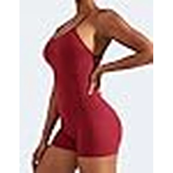 YEOREO Backless Tummy Control Jumpsuits for Women One Piece Workout Jumpsuits Sleeveless V Back Lizvette Scrunch Yoga Rompers Wine Red M by YEOREO - Image 9
