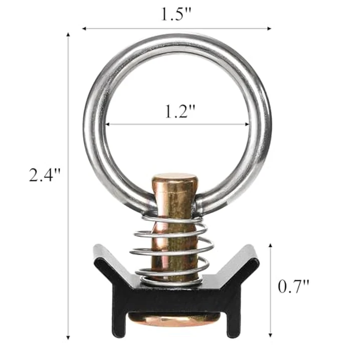 Cididu 12 Pack Single Stud Fitting for L Track, L Track Tie Down O Ring, L Track Accessories Stainless Steel, Reusable Keeper Cargo Control 360 Degree Round Ring for Airline Logistic, Easy to Use by Cididu - Image 2