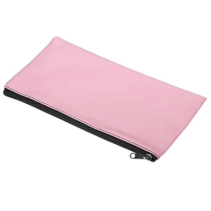 PATIKIL Waterproof Zipper Bag, Leatherette Small Compact Bills Bank Deposit Cash Storage Pouch for Office, Pink by PATIKIL - Used - Good condition - CA$13.23