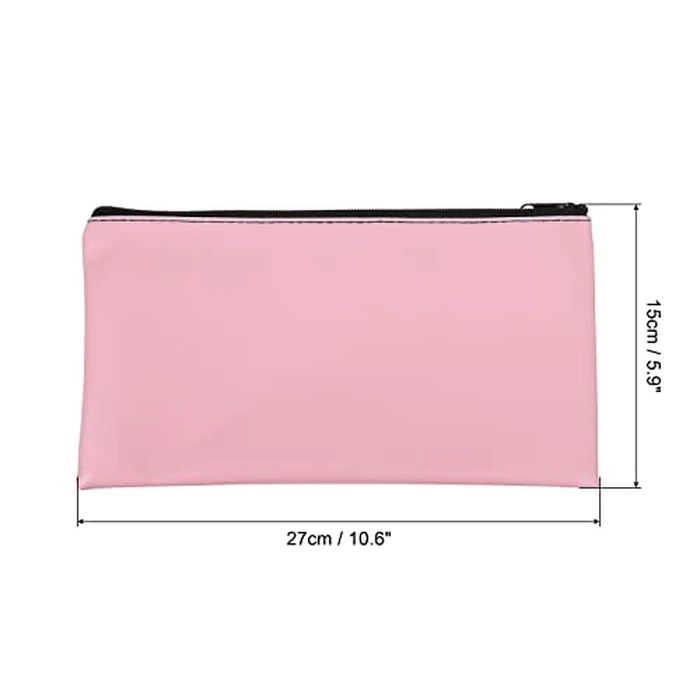 PATIKIL Waterproof Zipper Bag, Leatherette Small Compact Bills Bank Deposit Cash Storage Pouch for Office, Pink by PATIKIL - Image 2