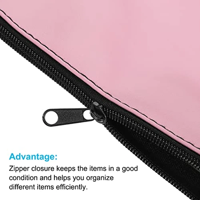 PATIKIL Waterproof Zipper Bag, Leatherette Small Compact Bills Bank Deposit Cash Storage Pouch for Office, Pink by PATIKIL - Image 5