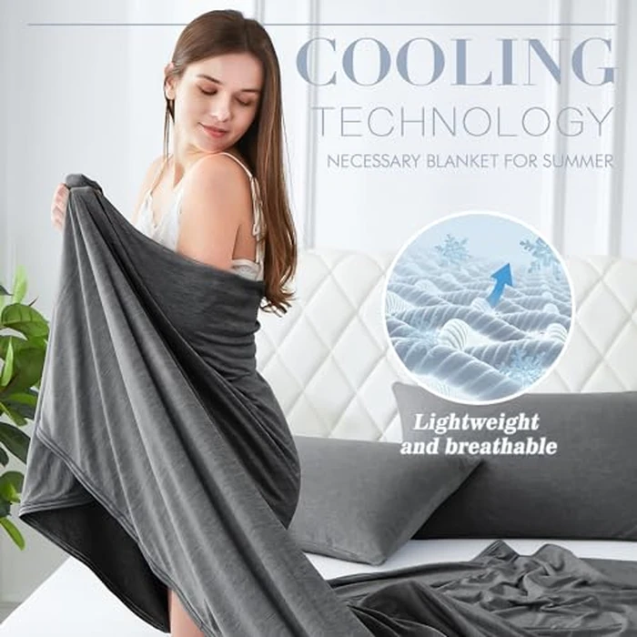 Cooling Blanket,Cool Summer Blanket Q-MAX>0.5 for Hot Sleepers Night Sweats, Lightweight Breathable Soft Double-Side Cooling Bed Blanket Throw Size, Keep Adults Cool for Bed Couch Sofa,(Black 51"x67") by Luxear - Image 4