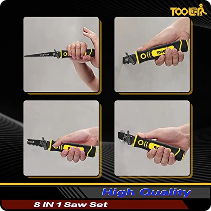 8-In-1 Multi Blades Hand Saw, Drywall Cutter. Hacksaw. Long Blade Hand Saw, Jab Saw, For Cutting Drywall, Sheetrock, Wood, Metel, Plastic, Plywood. Blade Quick Change Mechanism. by TOOLAN - Image 4