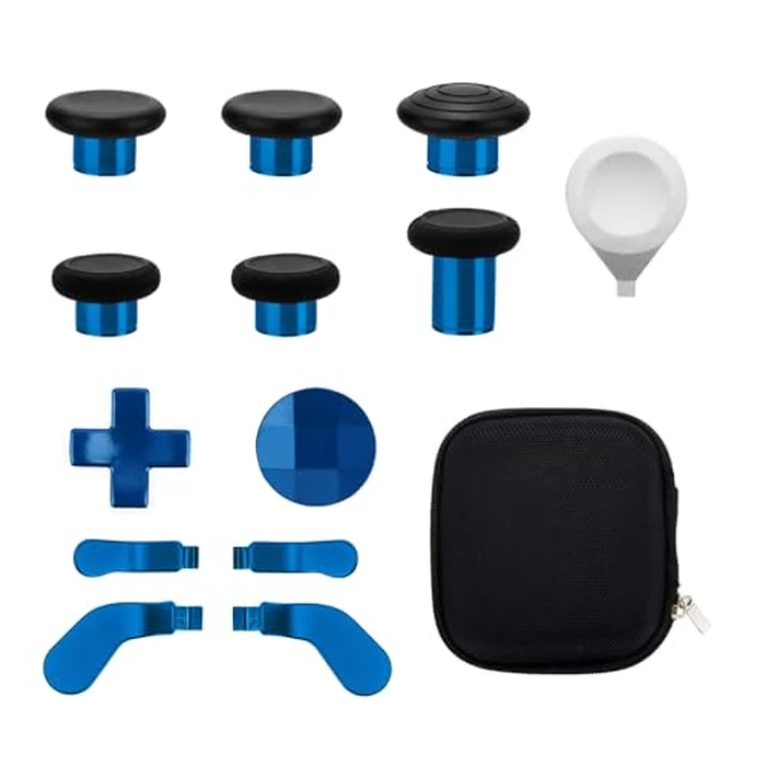 13 in 1 Metal Thumbsticks for Xbox One Elite Series 2, Elite Series 2 Core Controller Parts, Gaming Accessory Replacement, Metal Mod 6 Swap Joysticks, 4 Paddles, 2 D-Pads, 1 Tool(Plating Blue) by marspell - Image 1