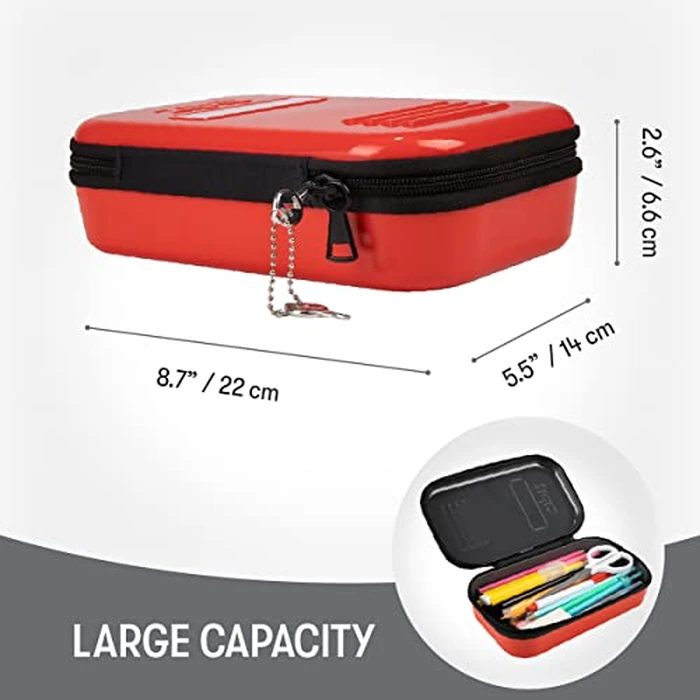 ZIPIT Lock Pencil Case for Kids | Lockable Box for School and Office | Red Pencil Box | Large Capacity Pencil Pouch (Red) by ZIPIT - Image 2