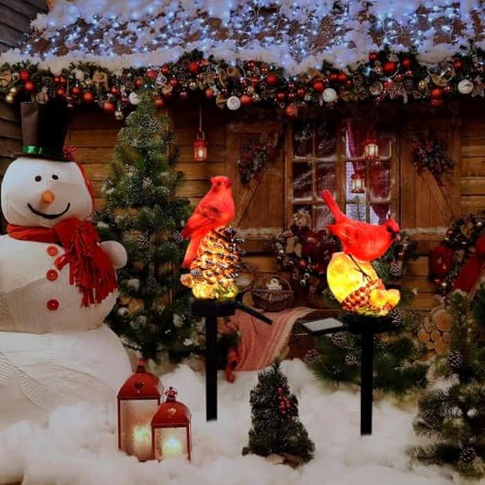 LAIAMER Cardinal Decor Solar Garden Decor Waterproof Red Bird Figurine Solar Stake Lights for Outside Yard Patio Lawn Porch Cemetery by LAIAMER - Used - Like New condition - US$16.14