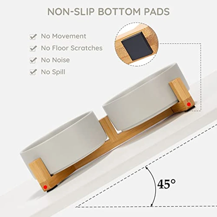 SPUNKYJUNKY Ceramic Dog and Cat Bowl with Wood Stand Non-Slip Matte Glaze Weighted Food Water Set for Cats &Small Dogs 13.5OZ by SPUNKYJUNKY - Image 6