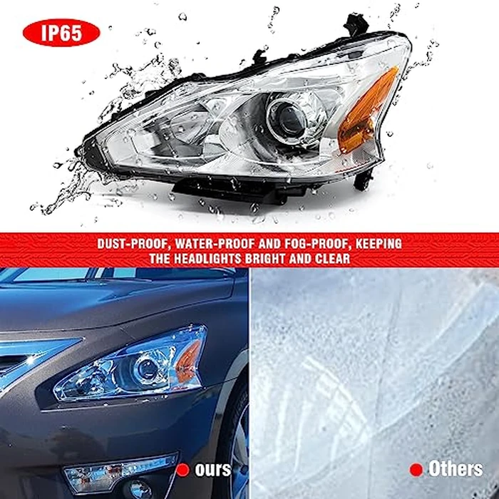 ADCARLIGHTS 2013 2014 2015 Nissan Altima Headlight Assembly Only fit 4Door Clear Lens Chrome Housing with Amber Reflector Headlamp Replacement Left and Right Pair(Does Not Fit Xenon/HID)（W/O Bulbs） by ADCARLIGHTS - Image 7
